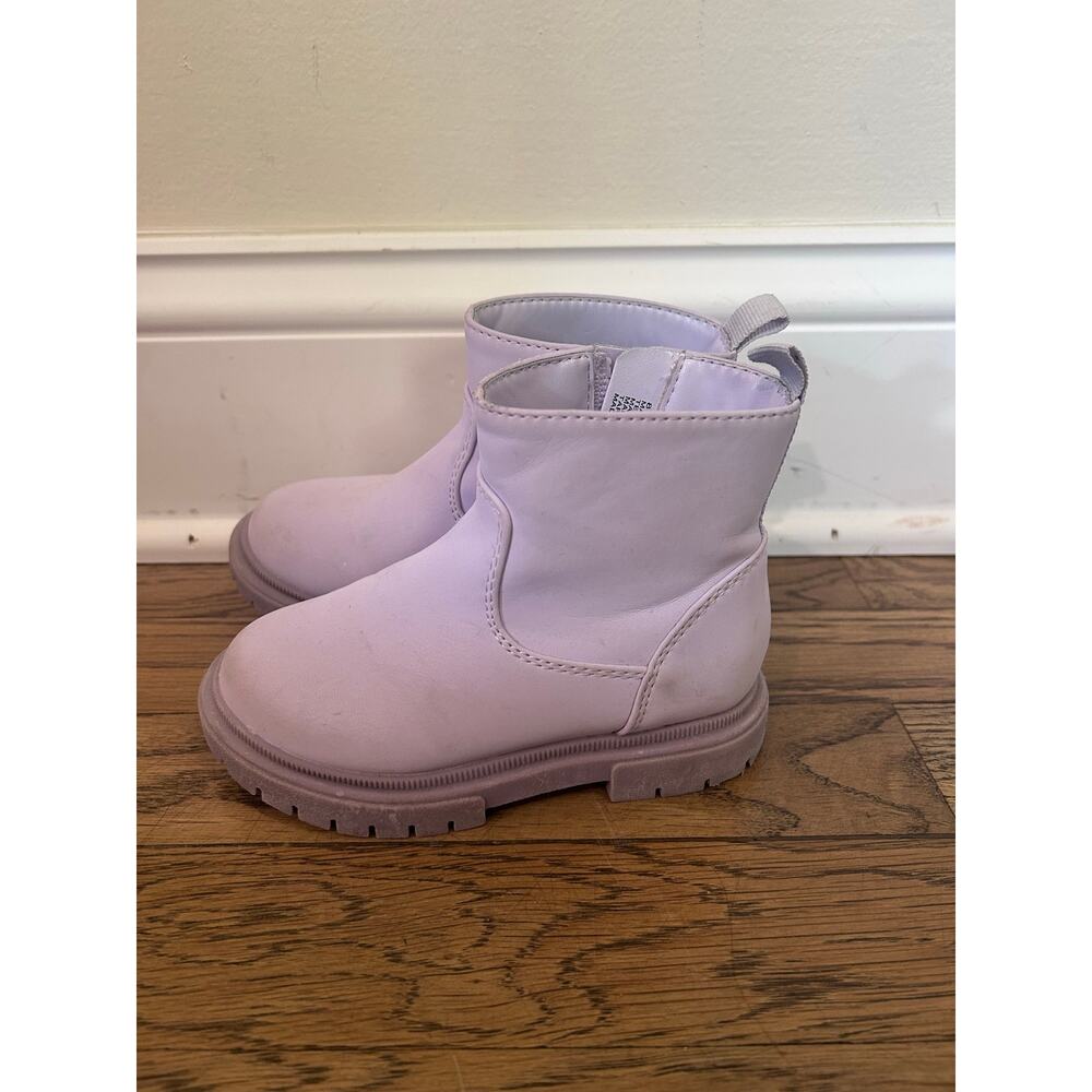 Cat & Jack Flora Lavender Purple Chelsea Boots Toddler Girl Sz 8 Chunky Lug Sole - Picture 3 of 8
